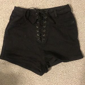 High wasted lace up shorts
